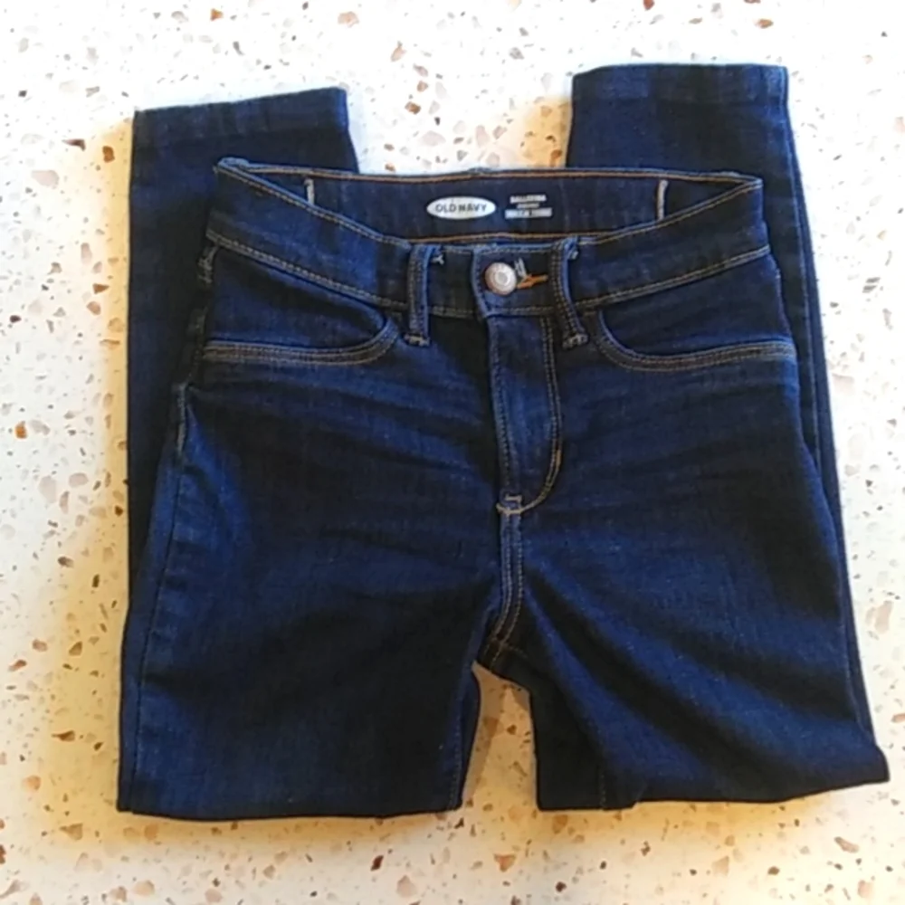 Old Navy | Dark Stretch Denim Ballerina Jeggings Zipper Front | 10